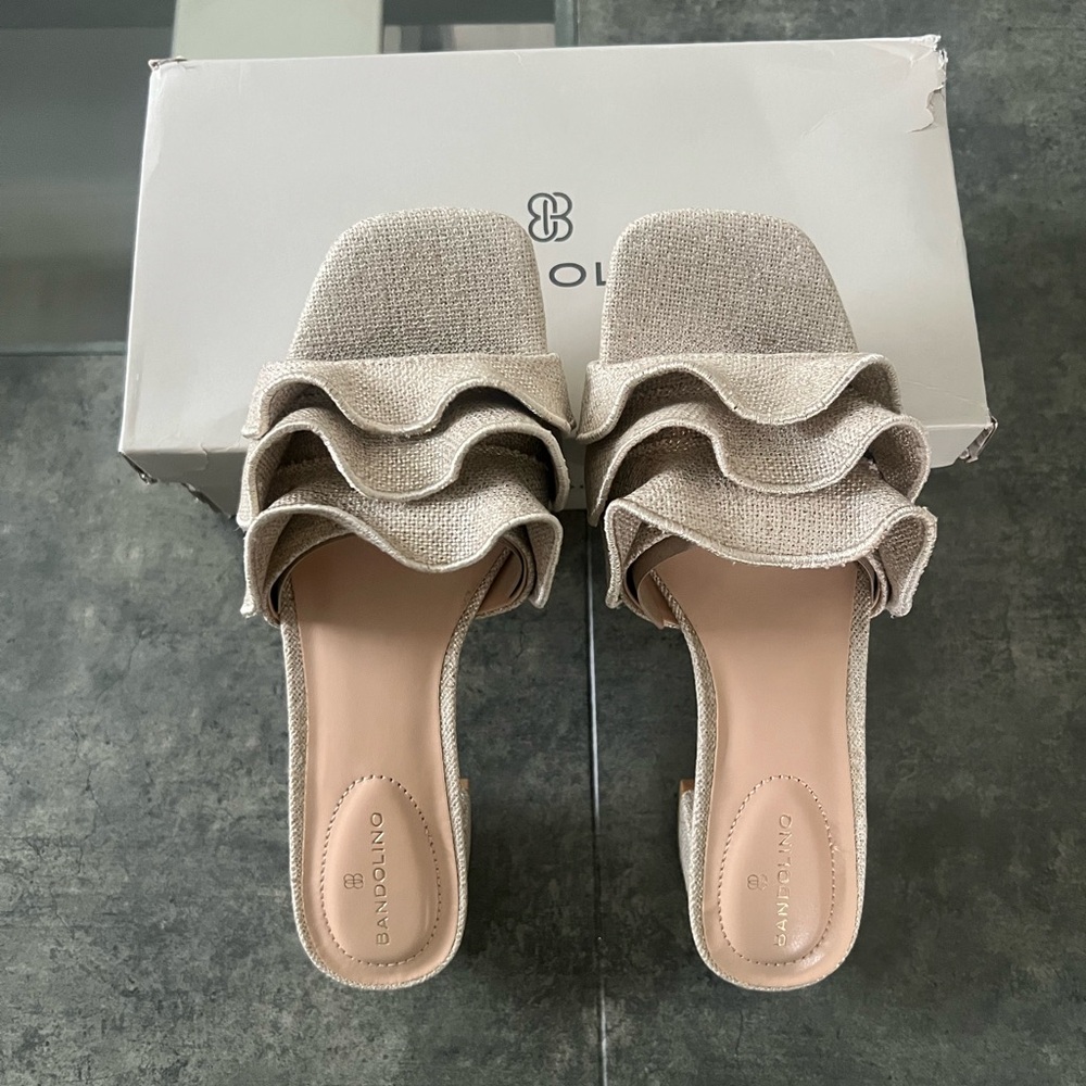 Bandolino Cream Mules with Modern Minimalist Design